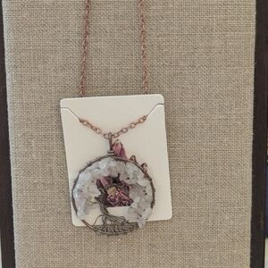 Handmade White Crystal Tree of Life Pendant Necklace